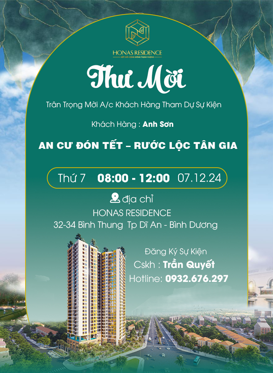 THƯ MỜI EVENT HONAS RESIDENCE